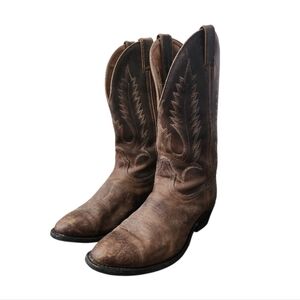 Boulet Cowboy Boots Men Size 10 Brown Leather Western Pointed Toe Made in Canada